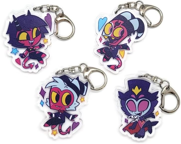 Set of 4 Helluva Boss Acrylic Keychain Blitzo, Moxxie, Stolas, Millie v2