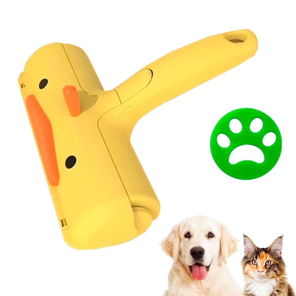 Pet Hair Remover Roller - Dog & Cat Fur Remover with Self-Cleaning Base - Efficient Animal Hair Removal Tool Cat Dog Hair Remover for Couch Furniture Car Seat Carpet and Bedding (Yelow)