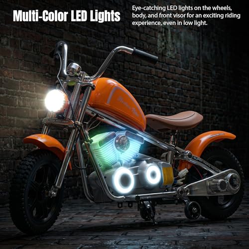 Image of Baybee ChopperX Baby Battery Operated Bike for Kids with Adjustable Seats I Rechargeable Ride on Toy with LED Lights, USB & Music I Big Baby Bike | Electric Bike for Kids to Drive 2+ Years (Orange)