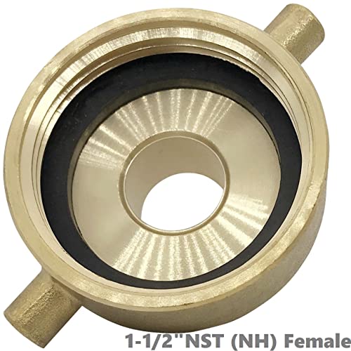 SpringSpray 1-1/2" NST (NH) Female x 3/4" GHT Male Brass Fire Hydrant Adapter with Pin Lug Brass Fire Equipment Brass Hydrant to Garden Hose Adapter