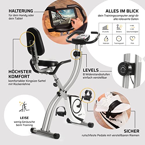 SportPlus Heimtrainer klappbar für zuhause, optional mit App Steuerung, Rückenlehne,Pulsmessung, manuelle oder… – Bild 5