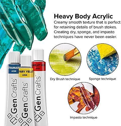 GenCrafts Acrylic Paint Set of 24 or 50 Colors