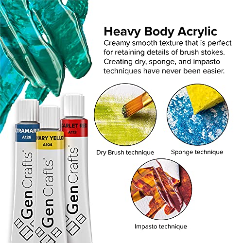 GenCrafts Acrylic Paint Set of 24 or 50 Colors