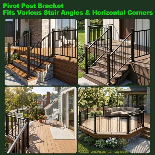 Supports de garde-corps pivotants orientables pour angles et rampes - 7