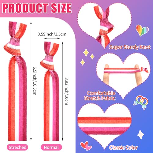 20 Pcs Lesbian Bracelet LGBTQ Rainbow Pride Bracelets Wrist Bands Hair Ties for Lesbian Women Gay Pride Month2