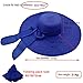 Womens Sun Straw Hat Wide Brim UPF 50 Summer Hat Foldable Roll up Floppy Beach Hats (Royal Blue)