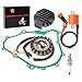 Stator + Rectifier + Ignition Coil + Relay + Gasket kit Compatible with Yamaha Wolverine Rhino 450 Kodiak 400 450 Grizzly 400 450