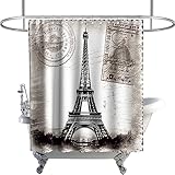Romantic French Paris Eiffel Tower City of Love Retro Theme Fabric Black and White Shower Curtain Se