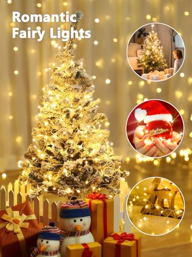 Image of Fairy Lights Battery Operated 80 LED 26FT Remote Twinkle Lights Warm White | 8 Modes, Timer, Waterproof & Cuttable Wire, Battery String Lights for Outdoor Indoor Fireplace Window Cabinet Christmas Decor