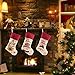 WEWILL 18'' Vintage Christmas Stockings Set of 3 Santa, Snowman, Reindeer, Xmas Character Large Christmas Stocking Hanging Tag Knit Border for Family Kids