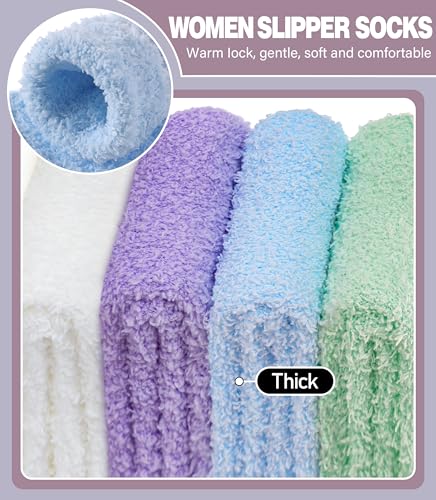 Image of LANLEO 5 /6 Pairs Womens Super Soft Fuzzy Plush Warm Winter Home Sleeping Slipper Socks