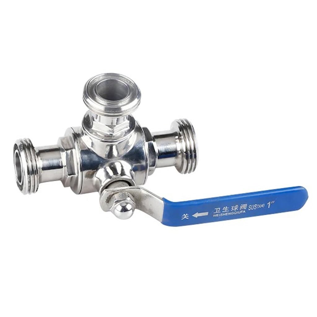 valvola a sfera, valvola a sfera in acciaio inox, Valvola a sfera a 3 vie in acciaio inossidabile SS304, valvola a sfera a forma di T con filettatura esterna di grado sanitario for produzione di birra