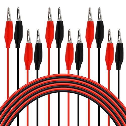 Image of 6Groups Electrical Alligator Clips, Insulated Alligator Clips with Wires,Test Leads Cable Double-Ended Clips, Black & Red 42inch