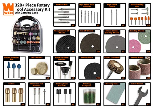 WEN 230321A 320-Piece Rotary Tool Accessory Kit with Carrying Case