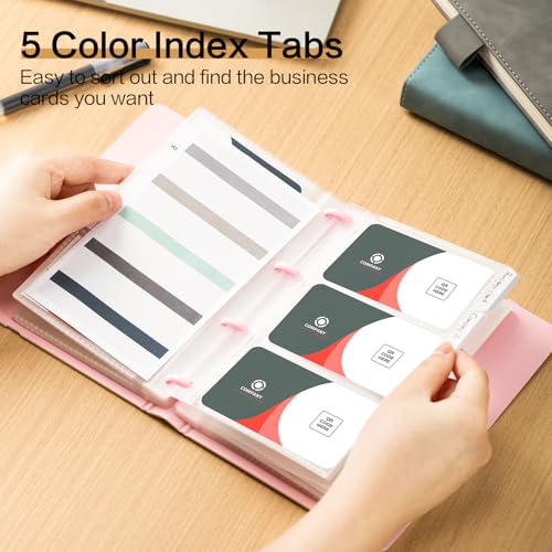 Image of deli Business Card Book Holder, Business Card Organizer, Pink