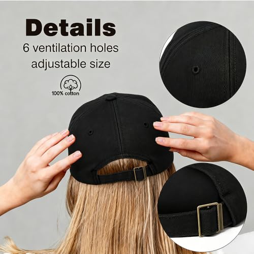 Gorra de béisbol negra ajustable de algodón Pishovi miniatura 5