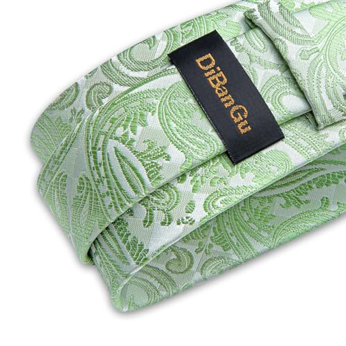 Image of DiBanGu Mens Paisley Tie Set Silk Woven Jacquard Necktie and Pocket Square Cufflinks Gift Set for Wedding Bussiness