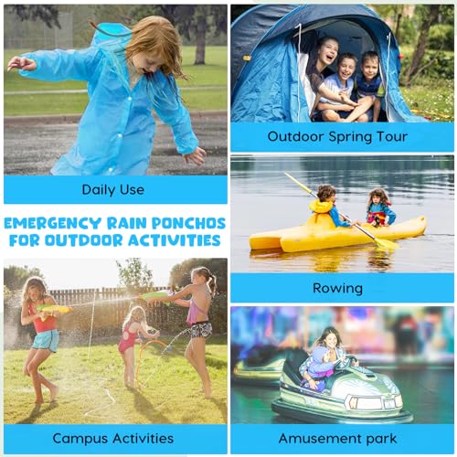 Image of BFONS 2-3 Pack Rain Ponchos for Kids, Reusable Raincoats for Boys Girls with Hood and Sleeves, Waterproof Rain Jackets
