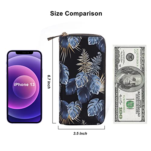 Image of Cellphone Wallet for Women Dual Zipper Long Purse with Removable Wristlet