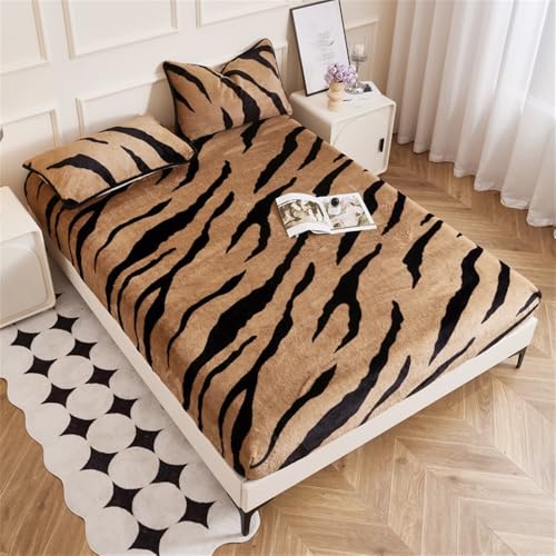 Mateju Sábana Bajera Ajustable Cama Individual de 90x200 cm, Sábanas Bajeras Coralina Cálido y Sueva para Invierno, Protector de Colchón con Bolsillo Extra Profundo de 30 cm (120x200x30cm,Marrón)
