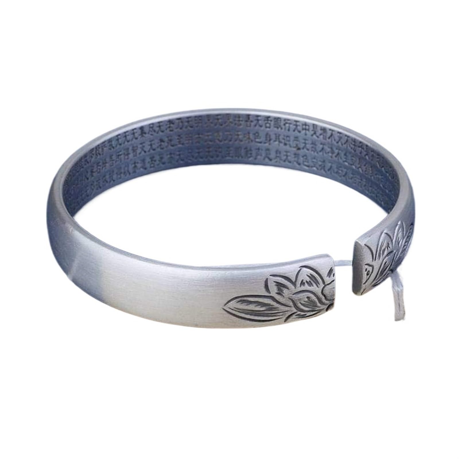 Bracciale in argento, bracciale rigido alla moda, braccialetto in argento 999 Bracciale con detti buddisti vintage Bracciale aperto in argento femminile di fascia alta. I braccialetti da 42 g possono