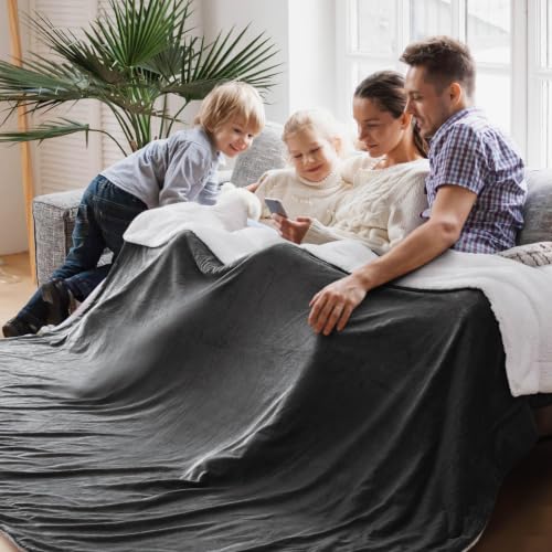 Image of Bedsure GentleSoft Sherpa Fleece Cal King Blankets for Bed, Non-Heated, Thick and Warm Oversized Throw for Women and Men, Soft Fuzzy Plush Large Blanket for Winter, Charcoal, 112x98 Inches
