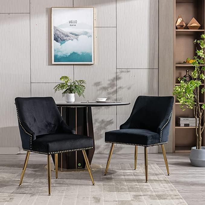 KCC-Dining Chairs-Set of 4 Velvet with Gold Legs
