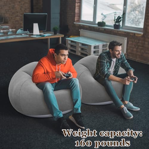 Image of Realspring Inflatable Bean Bag Chairs Outdoor Blow up Camping Chairs Inflatable Lazy Sofa Folding Portable Bean Bag Loungers Couch for Movie Night(Dark Gray,12 Pcs)