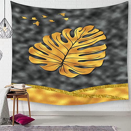 Tapiz de pared de poliéster KnSam con diseño decorativo gris y dorado de 150x130cm 3