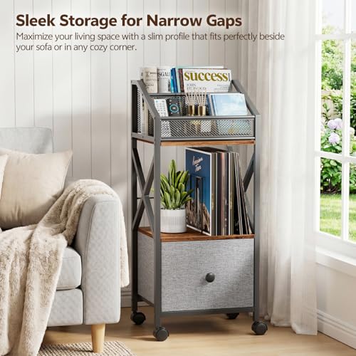 Portin Rolling Vinyl Record Storage Cart, 3 Tier LP Organizer Rack - image 3
