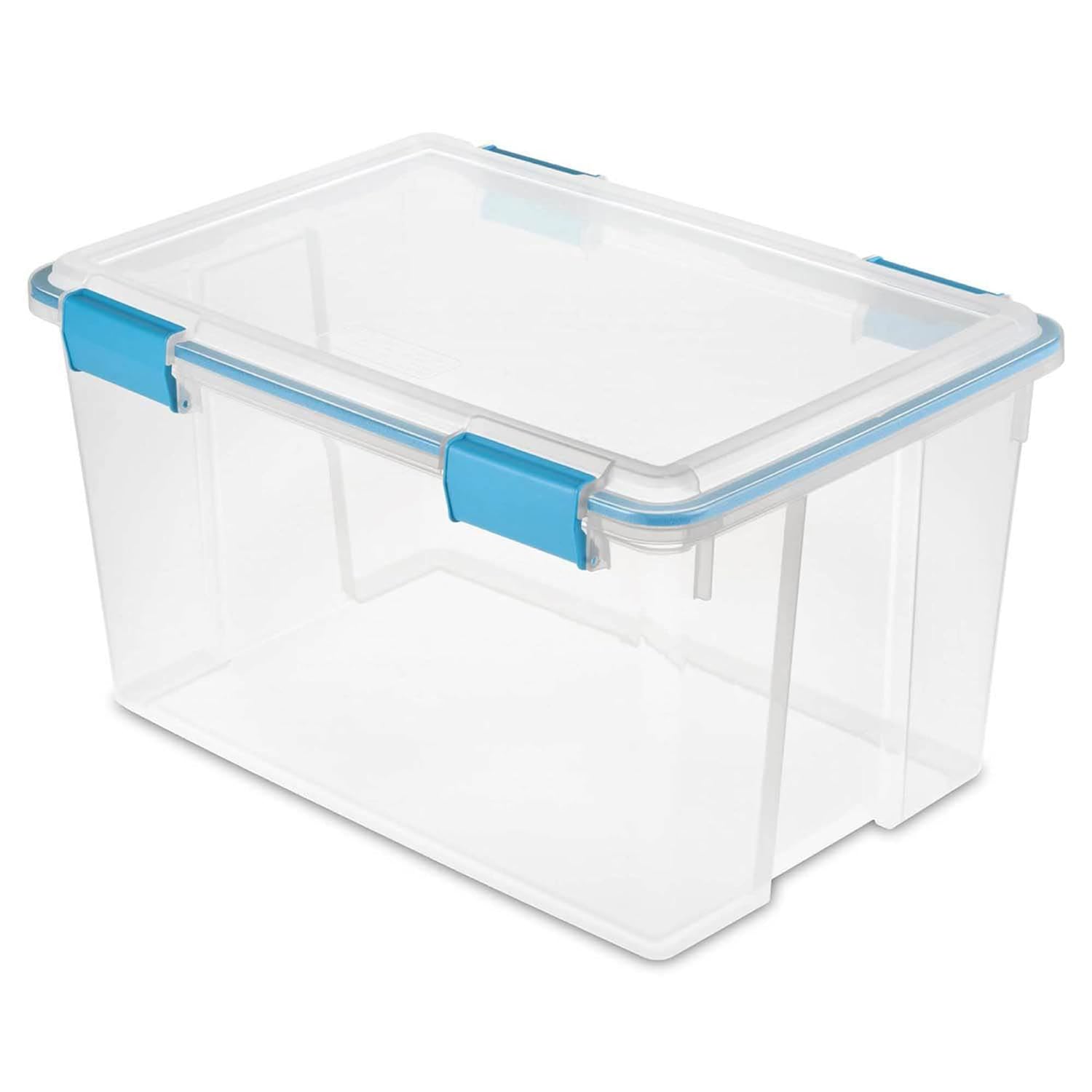 Sterilite 54 Quart Clear Plastic Stackable Storage Container Box Bin with Air Tight Gasket Seal Latching Lid Long