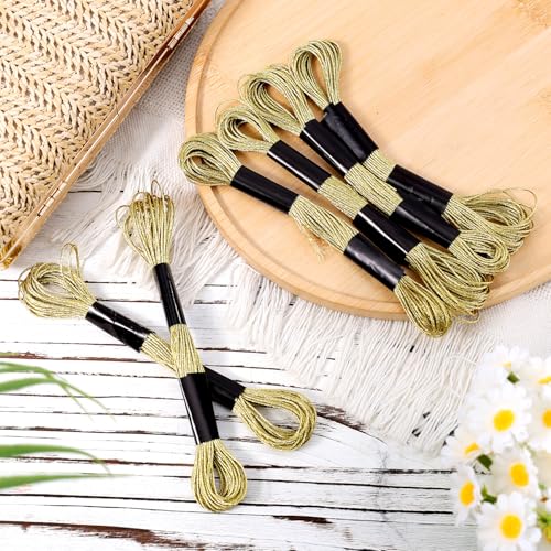 Miniatura 3 de 6 Madejas De Hilo De Bordar, Hilo De Bordar Metálico Hilo De Punto De Cruz Para Coser Hacer Manualidades Con Hilo Suministros De Arte Oro