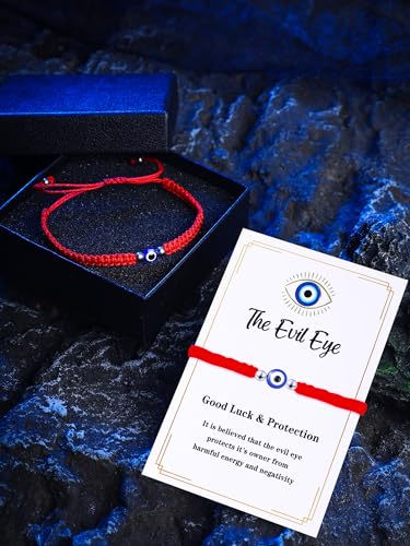 Sasylvia 100 Pcs Evil Eye Bracelets Gift Includes 50 Adjustable Evil Eye Protection Bracelets 50 Wishing Card3