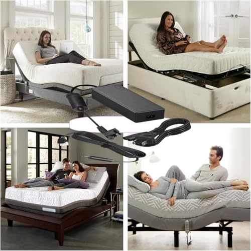 Adjustable Bed Frame Massage Power Adapter, Replacement of Lifting Power Cord Accessories for Electric Bed Power Supply, Compatible with Extend, Ergo, Sealy Ease and Serta Electric Adjustable beds