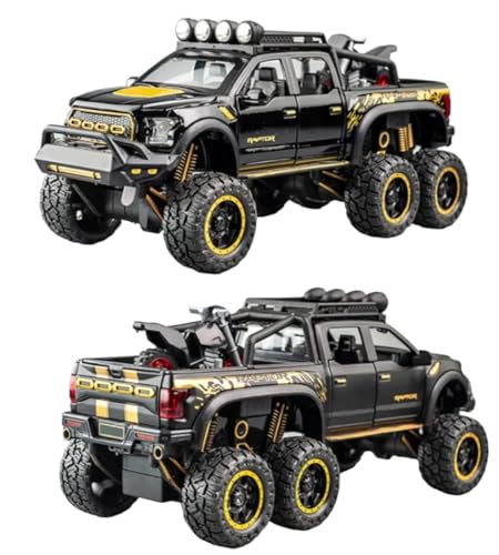 Image of Royals hub Big Size Ford Raptor F150 Model Car 1:28 Scale Exclusive Alloy Metal Pull Back Die-cast Diecast Metal Pullback Toy car Openable Doors & Light Music Birthday Gift Car Colors as Per Stock