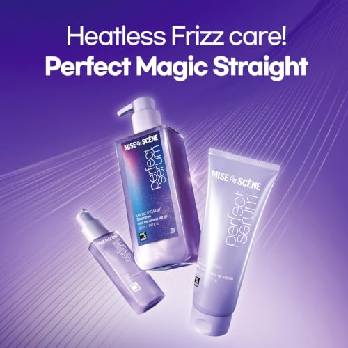 Image of Mise En Scene Magic Straight Perfect Serum - Anti Frizz Hair Straightening Serum with heat protectant for straightener, hair tamer oil, Coconut Oil for Smooth, Silky, and Shiny Hair, 2.71 Fl Oz