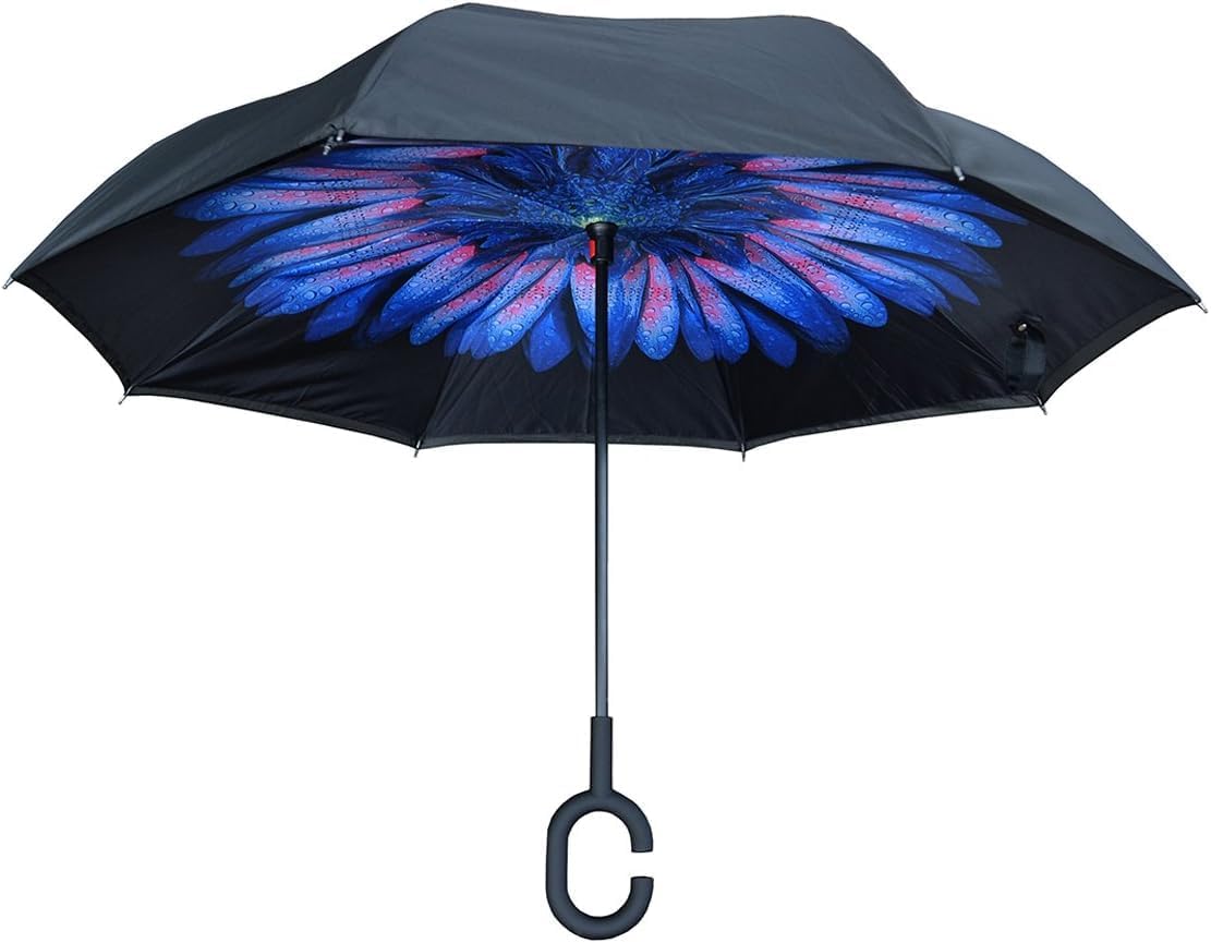 Topsy Turvy Inverted Umbrella: Windproof, UV Protection, Drip-Free, C-Shape Handle for Hand-Free Use, Self-Standing