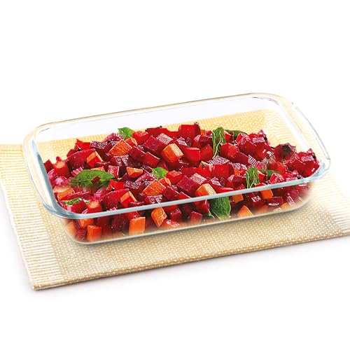 Image of ATTRO Glassox Borosilicate Rectangle Glass Baking Dish Micorwave Oven Safe Freezer Safe Baking Tray Serving Dish Bakeware- 1600ml