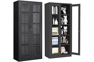 71" Tall Curio Cabinet with Glass Doors and Adjustable Shelves: The Perfect...
