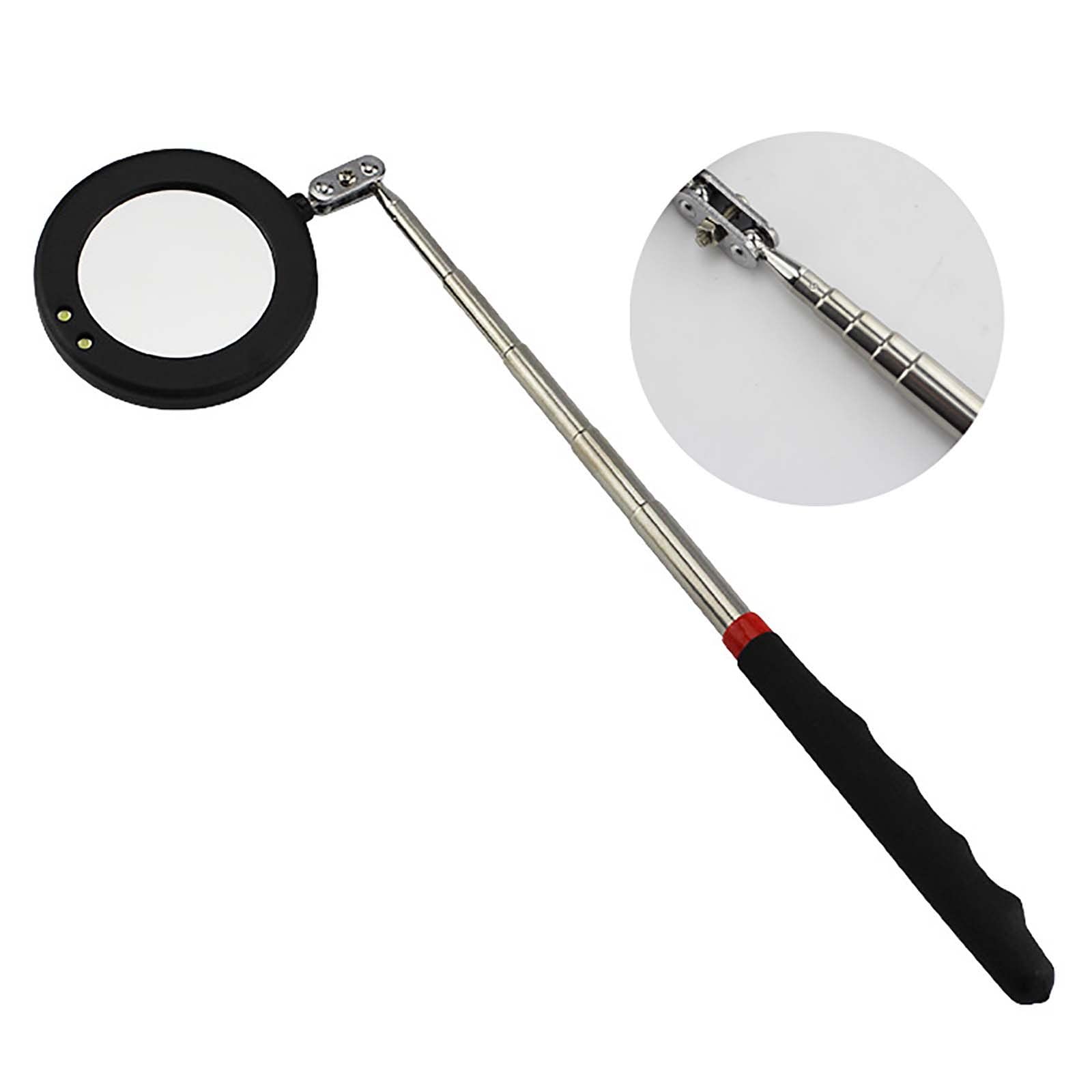 YNIYUJKL Under Vehicle Inspection Mirror, Telescoping Led Lighted Inspection Mirror 360 Swivel Extra Viewing Universal Tools, Telescopic Length 210-800Mm