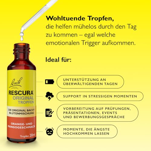 RESCURA Bachblüten Tropfen alkoholfrei Orange-Mango, 20ml I Bachblütenmischung für den Tag I ehemals Rescue das Original