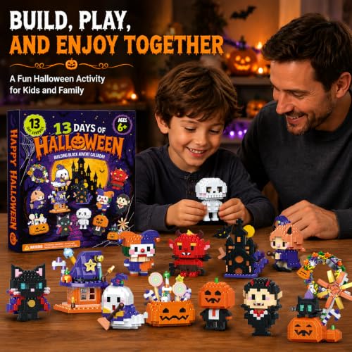 13PCS Halloween Building Blocks for Kids Age 6+, Halloween Party Favor Toys | Halloween Classroom Favors for Kids with Devil, Pumpkin, Vampire & Monster Figures,Trick or Treat Bag Stuffers - image 5