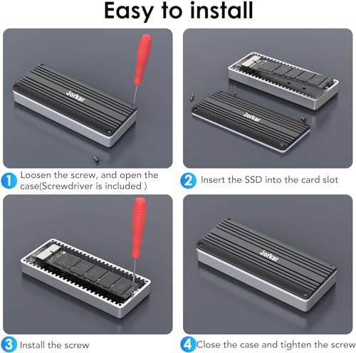 Jorkar External SSD Enclosure USB-C 3.2 for 12+16 Pin MacBook SSD, Hard Drive Reader for A1466 A1465 A1502 A1398 SSDs Mac Air/Pro mid 2013-2017, Portable Aluminum SSDs Case with Indicator - Image 13