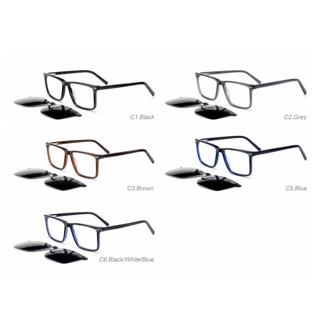 Gafas de sol retro polarizadas con clip magnético, montura de acetato para hombre y mujer.