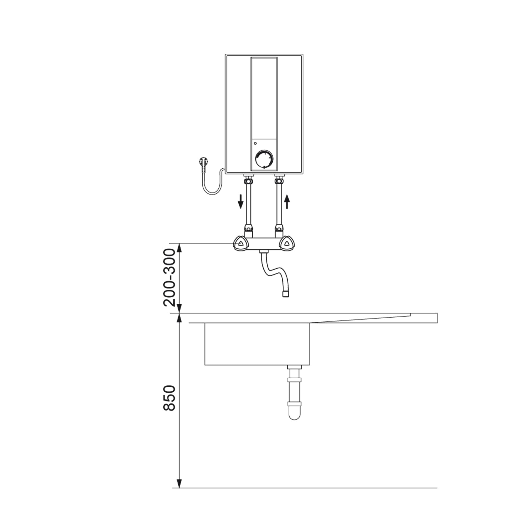 AEG druckloser Kleinspeicher Hoz 5 Basis, Übertischboiler 5 Liter Niederdruck, steckerfertig, 2 kW, 221117