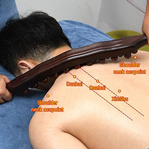Mottdam Guasha Wood Stick Massage Tool, 31 Beads Guasha Wooden Massage Stick Anti Cellulite Guasha Massager Stick Body Sculpting Scraping Massage Bar For Leg Back And Neck #TOP5