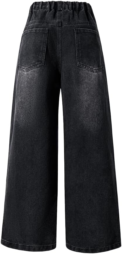 Nivne Tco Tween Boys Loose Jeans Casual Relaxed Fit Wide Leg Jeans with Five Pockets, Zipper Fly Black Baggy Denim Pants - Image 5