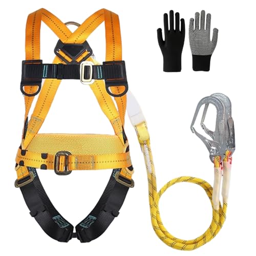 Arnés de seguridad anticaída trabajo en altura con doble cuerda de 2 m, para techadores, alpinismo y escalada para hombres, capacidad de carga de 150 kg, conforme a EN 353, EN 358, EN 361 y EN 362