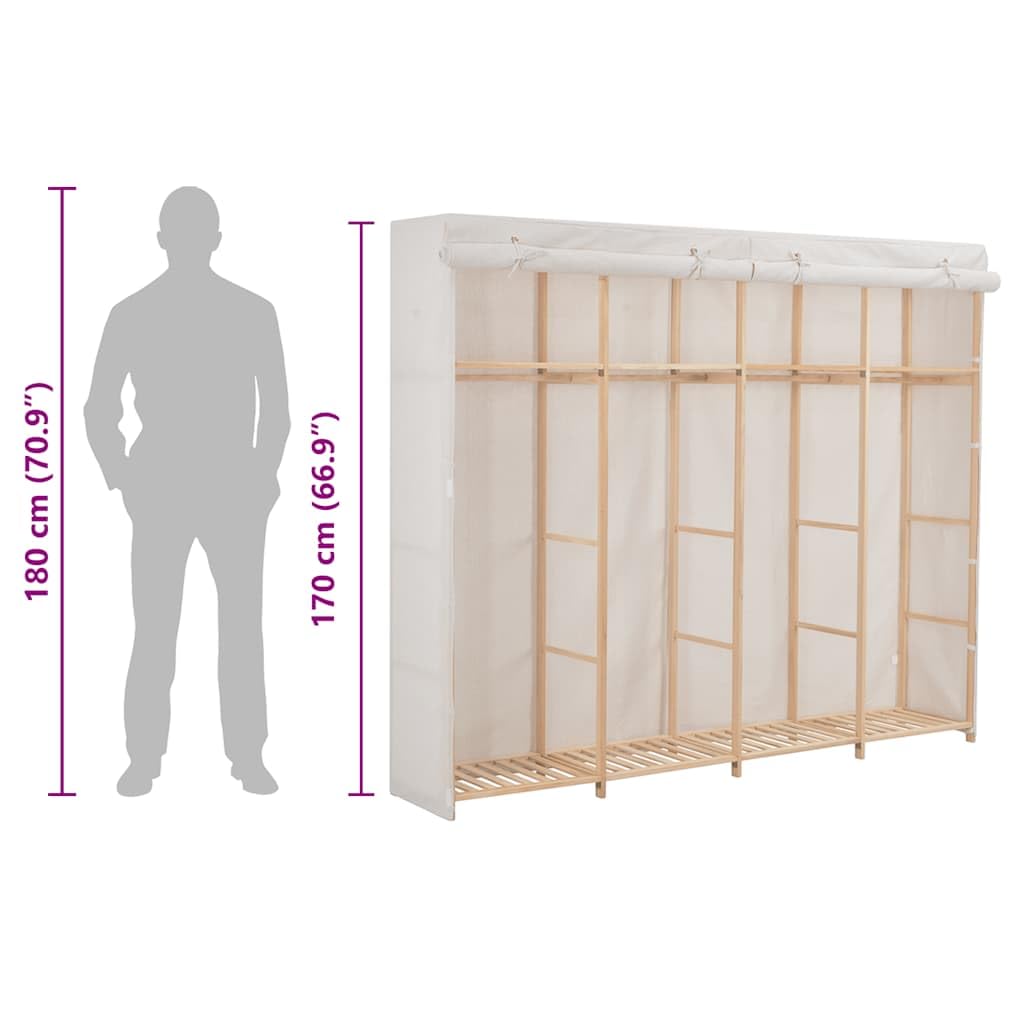 vidaXL Kleiderschrank Weiß 200 x 40 x 170 cm Stoff