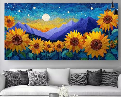 Diamond Painting Grand Format 60x120cm : Broderie Cristal Strass Premium Tournesol